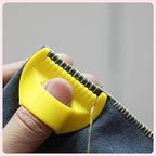 4mm Seam Guide for Hand Sewing Edge Lockranding Tool, Sewing Needle Gauge Measuring Tool, Mini Finger Ruler Kit Ideal for Leather/Fabric/Craft Sew, Pink 2 Pcs