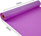 FUNKAKA Glitter Purple Pink HTV Heat Transfer Vinyl Rolls, 12" x 25ft PU Iron on Vinyl for T-Shirt Purple Pink Glitter HTV Vinyl for All Cutter Machines Easy to Cut & Weed for Heat Vinyl Design