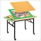 Puzzle Table and Board with 4 Drawers - Adjustable Tilting Angle, Wheels & No Assembly Folding Legs for 1500 Piece Jigsaw Puzzles - Wooden Cover Protection for Adults, Moms & Crafters