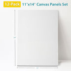 KEFF 12-Pack Bulk Canvas Boards - 11x14, Primed 100% Cotton for Acrylic, Oil, Watercolor, Tempera - Art Supplies for Adults & Kids