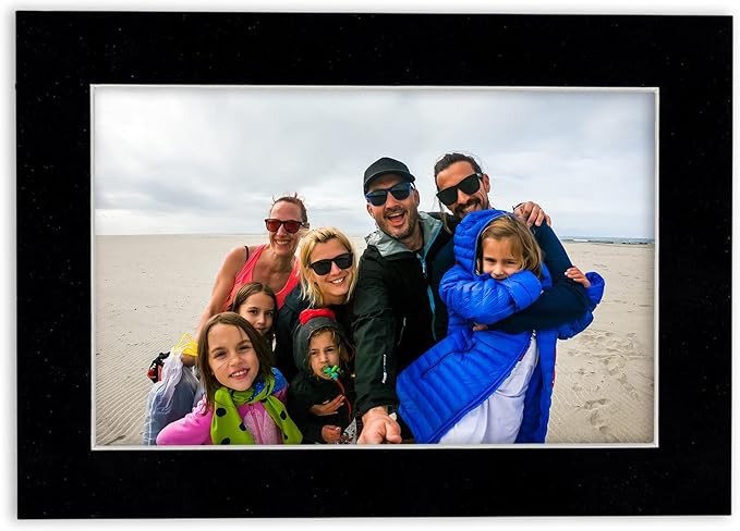 8x10 Mat Bevel Cut for 6x8 Photos - Acid Free Black Suede Precut Matboard with Backing Board and Crystal Clear, Self Seal Photo Mat Bag - for Pictures, Photos, Framing - 4-ply Thickness
