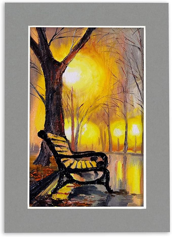 Poster Palooza 8x10 Mat Bevel Cut for 5x8 Photos - Acid Free Mid Grey Precut Matboard With Backing Board and Crystal Clear, Self Seal Photo Mat Bag - For Pictures, Photos, Framing - 4-ply Thickness