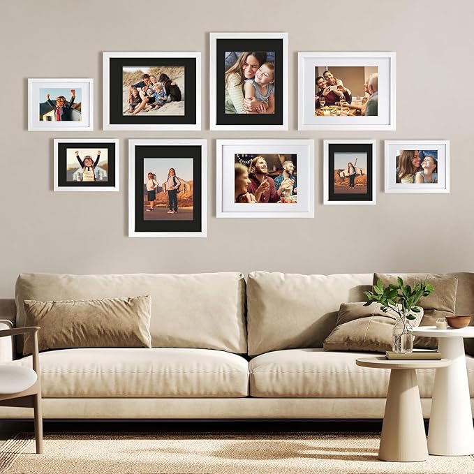 Egofine 11x14 Black Picture Mats Pack of 11, Frame Mattes for 8x10 Pictures, Acid Free, 1.2mm Thickness, with Core Bevel Cut