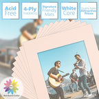 Mat Board Center, Pack of 10, 11x14 for 8x10 Pink Color Mats - Bevel Cut, Acid Free, 4-ply Thickness, White Core - for Pictures, Photos, Framing
