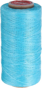 uxcell Flat Leather Sewing Waxed Thread, 270m / 295 Yards Polyester Wax String, 150D Wax Stitching Cord for Leather Crafts, Bookbinding, Bracelets Braided, Lake Blue