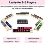 Rummy Cube 6 Player Edition with 6 Wooden Racks 160 Acrylic Tiles (1.5'') Rummy Game with Bag 6 Player Travel Size Rummy Game Large Number Rummy Tiles Game Set for Family Classic Board Games (Black)