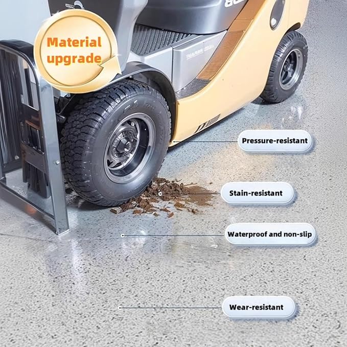 Epoxy Colored Sand Floor Paint, Epoxy Floor Paint High Gloss Marble Effect Coating for Indoor and Outdoor, Wear-resistant and non-slip Self-leveling Coating Gray 105OZ(3KG)