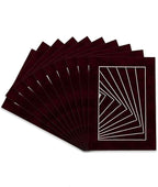 Pack of 25 Acid Free 8.5x11 Mats Bevel Cut for 7x9 Photos - Dark Red Suede Precut Matboards With Backing Boards and Clear Photo Mat Bags For Pictures, Photos, Framing - 4-ply Thickness