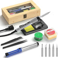 Soldering Iron Kit, 190W Soldering Gun, 110V LED Solder Kit for Electronics, Adjustable Temperature 356-932℉, Includes Solder Wire, Sucker, Tips, Stand, Tweezers, Paste and Solid Wood Box, Grey