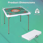 Giantex Folding Mahjong Table, 35" Square Card Table with Cup Holders, Removable Noise Reduction Mat, HDPE Tabletop, 4-Player Portable Domino Tables for Poker Blackjack Board Game (Green)