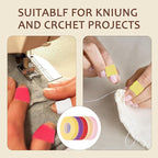 5 PCS Thimble Tape for Hand Sewing, Adjustable Sewing Thimble Finger Protector Tape, Comes with 1 Small Pair of Scissors, Suitable for Tailors and Home DIY Enthusiasts - Multicolor
