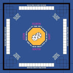 Mahjong Mat for Table 33''x33'', Non-Slip Mahjong Cloth Cover with Game Rules, Mahjong Tablecloth for Poker, Board Games Table Mat, Card Games, Tile Games, Dominoes (Blue)