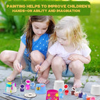 145 Pcs Mini Acrylic Paint Set for Kids, 12 Colors Washable Acrylic Paint Strip with 5 Paint Tray for Kids&Adults Craft Paint, with Mini Paint Strips for Easter Eggs Art Craft Painting Easter Gifts