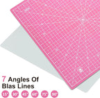 Headley Tools 17"x17" Rotating Cutting Mat, Self Healing Mat with 360-Degree Rotation & Anti-Slip Base, Sewing Board Cutting Mat Perfect for Fabric Quilting Leather Hobby Project, Pink
