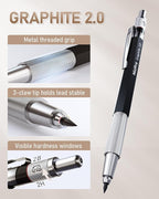 Nicpro 35PCS Art Mechanical Pencil Set, 3 PCS Metal Drafting Pencil 0.5 mm & 0.7 mm & 0.9 mm & 3 PCS 2mm Lead Holder (6B 4B 2B HB 2H 4H Colors) For Sketching Drawing With 20 Tube Lead Refills Case