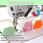3PCS Magnetic Seam Guide for Sewing Machine, Multifunctional Polygonal Hemmer Guide with Scale, Universal Sewing Quilting Supplies Accessories Tools