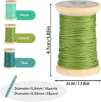Natural Waxed Thread, 0.55mm/0.8mm, Wax Thread for Handcrafted Wrapping, Sewing, Bookbinding, Leather Threads, Beginners Craft DIY, Hemp Cord (Teal/Aqua/Forest, 0.8mm/16 Yards)