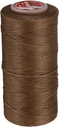 uxcell Flat Leather Sewing Waxed Thread, 140m / 153 Yards Polyester Wax String, 300D Wax Stitching Cord for Leather Crafts, Bookbinding, Bracelets Braided, Brown