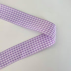 Purple and White Woven Edge Plaid Ribbon 100% Polyester Gingham Ribbon 25 Yards Each Roll (1",Purple)
