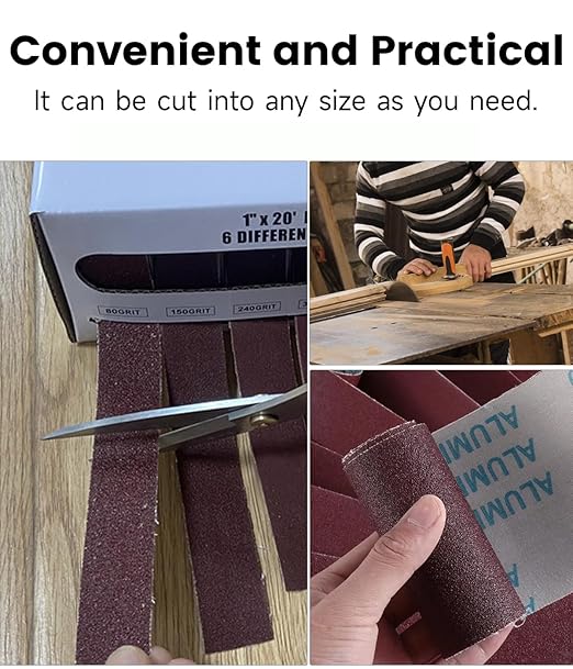 Emery Cloth Roll,4 Grits 1'' x 20FT Abrasive Sandpaper Roll with Dispenser,150 240 320 400 Grit Sand Assortment,Sanding Paper & Sand Paper Sheets for Metal Auto Wood Dry & Wet Polishing(4Rolls 20FT)