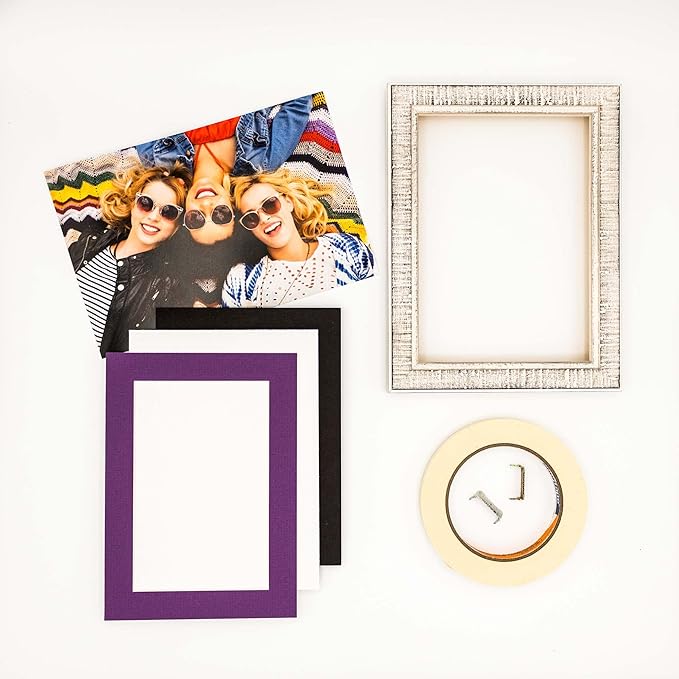 Poster Palooza 8.5x11 Mat Bevel Cut for 7x9 Photos - Acid Free Dark Purple Precut Matboard - For Pictures, Photos, Framing - 4-ply Thickness