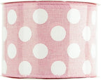 MEEDEE Pink Polka Dot Ribbon - 2.5 inch Wired Ribbon for Baby Girl Wreaths & Crafts, 10 Yards
