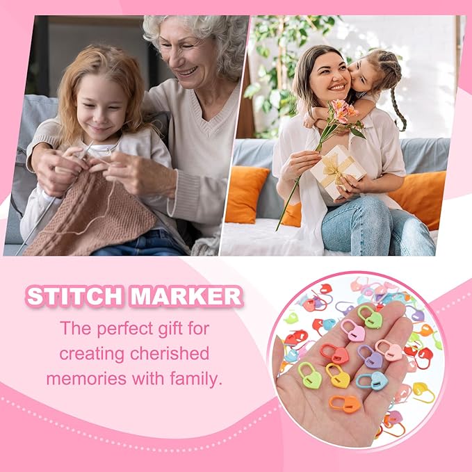 uxcell 200pcs Stitch Markers for Crocheting, Heart Shaped Crochet Marker Needle Clip Counter for Knitting Clothing Tag DIY Craft,Fluorescent Green