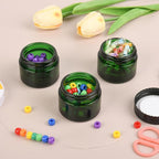 Glass Jars with Lids,Eco-Friendly Cosmetic Containers with Airtight Black Lids & Liners, Multi-Color Options for Cream, Lotion, Body Butter, DIY Skincare Travel Jars (Green, 2oz)