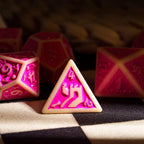 7-Die DND Dice Set New Pattern Polyhedral Dice Set with Leather Bag D&D Die for RPG Table Games(Yellow Pink)
