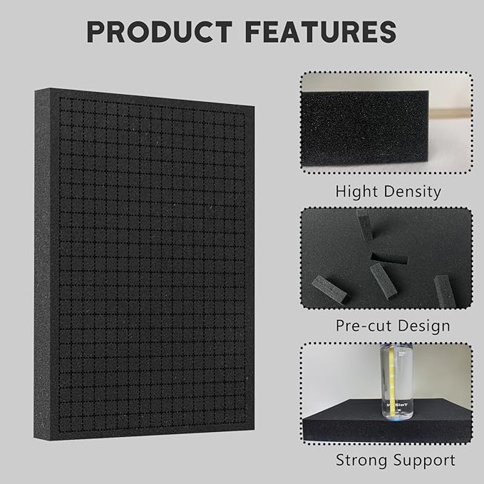 Pick and Pluck Foam Sheets, 2Pcs 16 x 12 x 1.5 Inch Pick Apart Foam Insert for Camera Storage, Crafts, Tool Box, Storage Drawer
