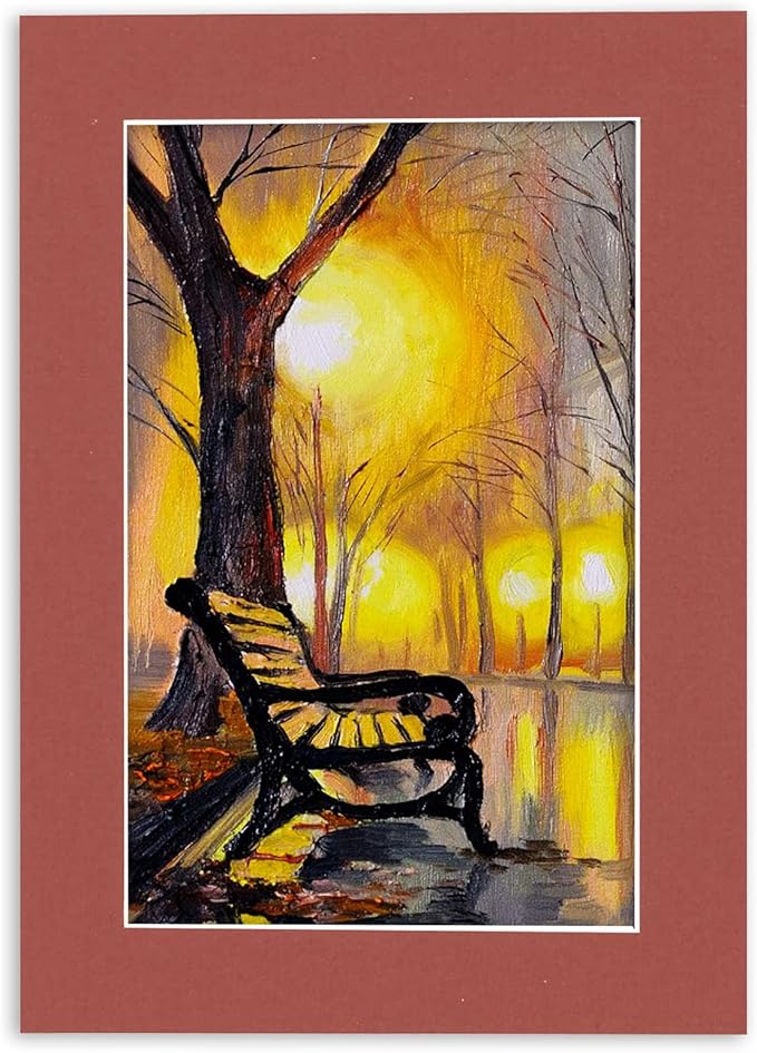 Pack of Ten 8x10 Mats Bevel Cut for 6x8 Photos - Acid Free Brick Red Precut Matboards for Pictures, Photos, Framing - 4-ply Thickness