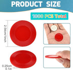 Coopay 1000 Pieces Plastic Poker Chips, Bingo Chips Bulk Learning Counters Disks Poker Card Game, Counting Markers for Math Practice, Game Tokens and Teaching Rewards, 25 mm/ 1 Inch (Red)