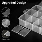 18 Grids Plastic Organizer Box with Dividers, Clear Compartment Container Storage for Washi Tapes Beads Crafts Jewelry Fishing Tackles, Size10.8 x 7.7 x 1.7 in