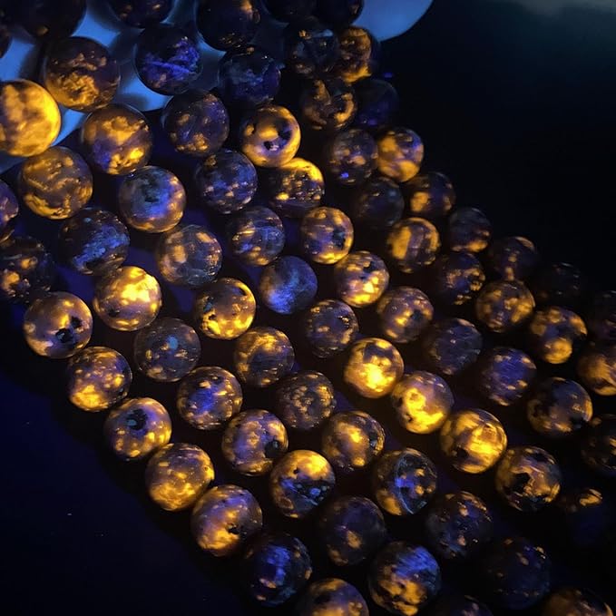 8MM 90pcs Natural Flame Yooperlite Stone Energy Beads Round Loose Beads for Jewelry Making DIY Bracelet Necklace 2 Strands 32"
