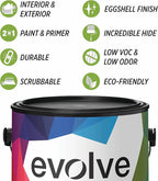 EVOLVE Paint & Primer: Environment-friendly, Eggshell with One-coat Coverage for Interior & Exterior surfaces (Alabaster White, 1-Gallon)