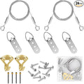 2 Pack Picture Hanging Wire Kit, Heavy Duty Picture Wire Kit for Frames & Mirrors up to 50lbs, Includes Adjustable 2m Steel Wires, D Rings & Screws, Wall Hanging Kit for Home & Gallery Use