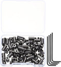 MECCANIXITY 50 Pcs Metal Locking Pin Backs, Locking Pin Keepers Clasp 9mm(H) with 4 Wrench Replacement in Storage Case for Badge, Brooch, Black Tone