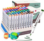 Arrtx 90 Colors Paint Markers, Acrylic Paint Pens for Artists Adults Coloring Drawing - Extra Brush Tip for Rock Painting, Wood, Canvas, DIY Crafts Making Art Supplies