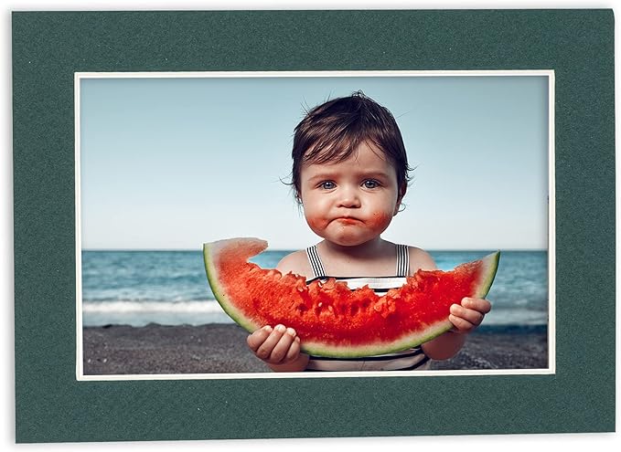 Poster Palooza 8x10 Mat Bevel Cut for 5.5x8.5 Photos - Acid Free Forest Green Precut Matboard - For Pictures, Photos, Framing - 4-ply Thickness