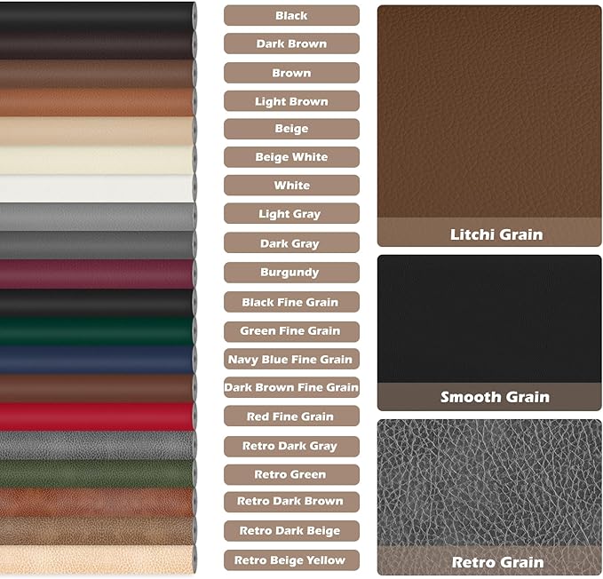 Leather Repair Tape, 16x40 inch Leather Patches for Furniture, Self Adhesive Leather Repair Patch for Sofas, Couches, Leather Covers, Seats, Chairs, Vinyl Repair Tape Green-Fine Grain