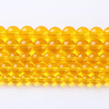 60pcs 6mm Smooth Yellow Crystal Glass Beads Citrine Round Loose Beads for Jewelry Making DIY Bracelet Necklace 15" Energy Healing Power Stone Beads