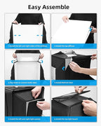 Glendan Portable Light Box Photography: 16"x16" Professional Dimmable Photo Box with High CRI 480 LED Lights - Soft Box with 4 Photo Backdrops for Jewelry and Product Photography