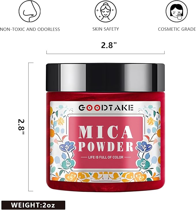 GOODTAKE Blue Mica Powder | Epoxy Resin Color Pigment | Pearlescent Color Pigment | Mica Powder for Resin Epoxy - for Soap Making, Nail Polish, Slime & Candle (Blue, 2 oz)