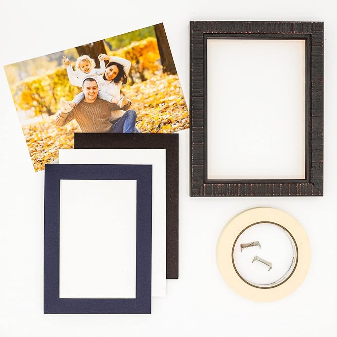 5x7 Mat for 8.5x11 Frame - Precut Mat Board Acid-Free Show Kit with Backing Board, and Clear Bags Navy 5x7 Photo Matte Made to Fit a 8.5x11 Picture Frame Matboard for Framing, Pack of 25 Mats