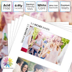 Mat Board Center, Pack of 5, Photo Picture Mats - Acid Free, 4-ply Thickness, White Core - for Pictures, Photos, Framing (8x10 for 2-4x6 White)