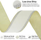 MEEDEE Gold & White Velvet with Rhinstone Edge Wired Ribbon 2.5 Inch Luxury Jeweled Ribbon 5 Yards Sparkling Rhinestone Trim for Christmas Tree, Garland, Wreaths, Holiday Home Decor, Wedding Decor