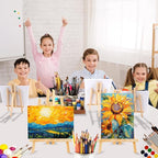 AROIC Wood Easels, Easel Stand for Painting Canvases, Art, and Crafts. (11.8 inch, 4 Pack), Tripod, Painting Party Easel, Kids Student Table School Desktop, Portable Canvas Photo Picture Sign Holder