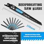 10Pack 6 inch Reciprocating Saw Blades Set,6TPI High Carbon Saw Blades, Woodcutting Saw Blades with Organizer Case (10, 6TPI/150mm)