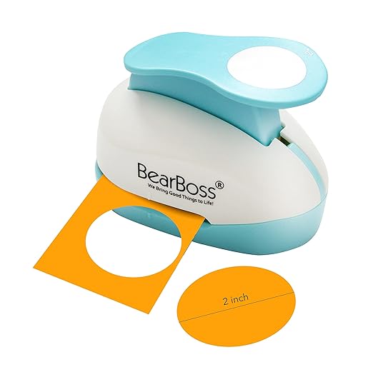 BearBoss 2 Inch Circle Punch, Hole Punch Shapes, Paper Punch Set for Scrapbooking Festival Paper Greeting Card DIY Albums Photos (Classic White)