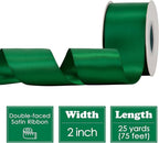 HUIHUANG Forest Green Ribbon 2 inch Double-Faced Forest Green Silk Fabric Ribbon for Christmas, Crafts, Bows Making, Flower Bouquet Wrap, Gift Wrapping, Home Decor, Hairs-25 Yards/Roll